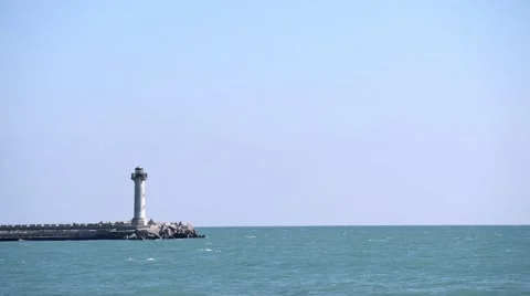 Lighthouse with sea view panorama Stock Footage 59960891