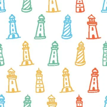Lighthouse Seamless Pattern. Vector seamless pattern illustration Illustrazione stock