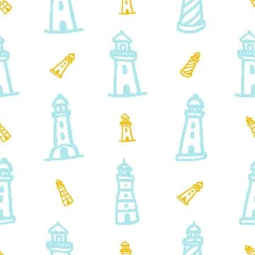 Lighthouse Seamless Pattern. Vector seamless pattern illustration Stock Illustration