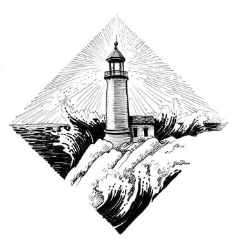 Lighthouse at the seaside Stock Illustration