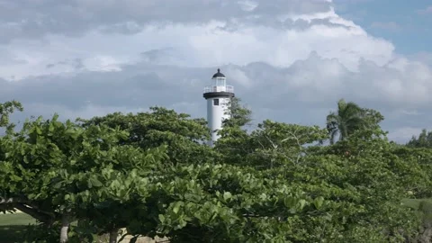 Lighthouse in seaside park in Rincon Puerto Rico at midday Stock Footage 157397376