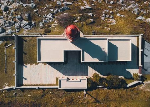 Lighthouse seen from above with a drone Foto stock