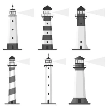 Lighthouse, Set of lighthouses, path lighting. Stock Illustration