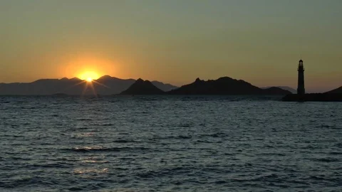 Lighthouse Setting Sun Time Lapse Stock Footage 125593415