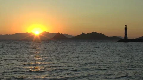 Lighthouse Setting Sun Timelapse Stock Footage 125615842