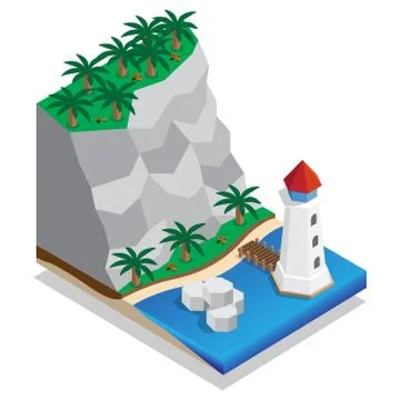 The lighthouse on the shore. Stock Illustration