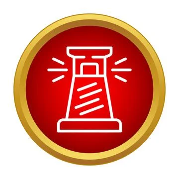 Lighthouse signal guiding navigation icon in red circle Ilustración de archivo