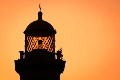 Lighthouse silhouette at sunset in Sri Lanka Stock Photos