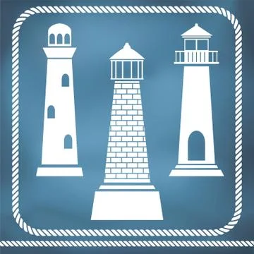 Lighthouse silhouettes Stock Illustration