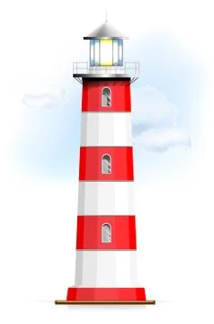 Lighthouse with sky and clouds Stock Illustration