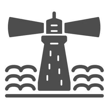 Lighthouse solid icon, nautical concept, beach signal beacon sign on white Illustrazione stock