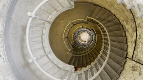 Lighthouse Spiral Staircase Looking Down Dramatic Perspective Stock Footage 291606591
