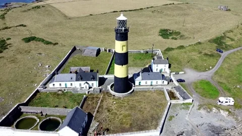 The Lighthouse at St John's Point, Killough, County Down, Northern Ireland Stock Footage 210865233