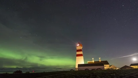 Lighthouse with starry sky Stock Footage 87794405
