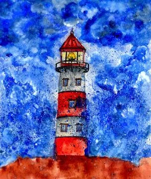 Lighthouse in the Storm Ilustración de archivo