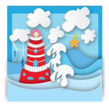 Lighthouse in the storm Stock Illustration