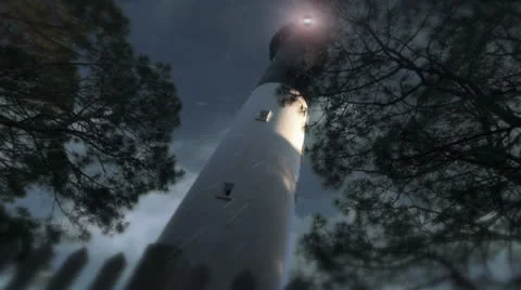 Lighthouse in a storm with rain and lightning Stock Footage 26143068