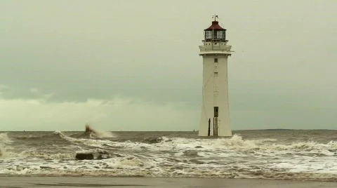 Lighthouse on a stormy day 2 Stock Footage 566595