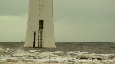 Lighthouse on a stormy day 4 Stock Footage 566614