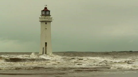 Lighthouse on a stormy day 7 time lapse Stock Footage 567140