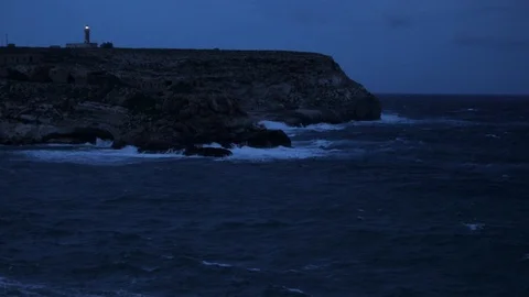Lighthouse in a stormy night Stock Footage 108634302