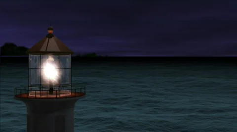 Lighthouse on Stormy Sea Stock Footage