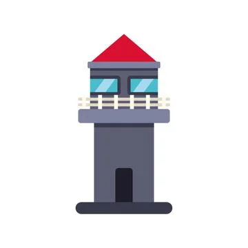 Lighthouse structure guiding navigation flat vector icon Stock Illustration