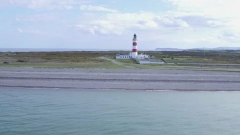 Lighthouse on a summer's day. Drone shot. Stock Footage 142926765