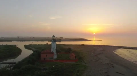 Lighthouse at sunrise Stock Footage 64647931