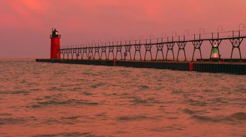 Lighthouse at Sunrise Stock Footage 65662404