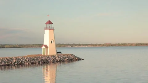 Lighthouse at Sunrise Stockbeeldmateriaal 150140189