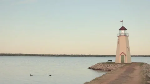 Lighthouse at Sunrise Stockbeeldmateriaal 150140288