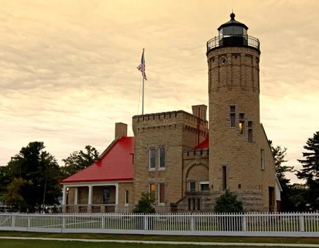Lighthouse at sunrise Stock Photos
