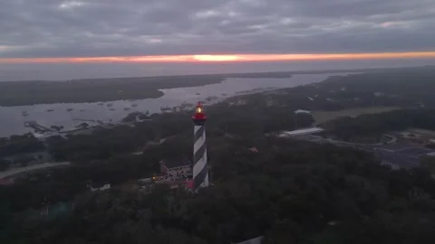 Lighthouse Sunrise in Saint Augustine Florida Stock Footage