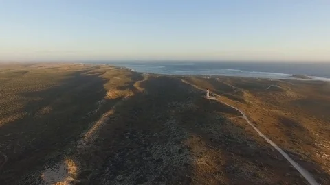 Lighthouse Sunset Aerial Australia Stock Footage