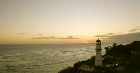 Lighthouse Sunset Circular Stock Footage 121597553