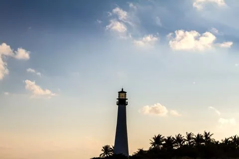 Lighthouse on sunset at the florida state park, key biscayne Stock Photos