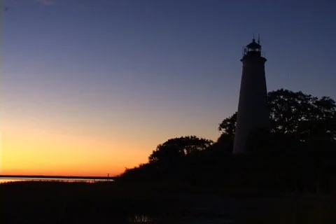 Lighthouse At Sunset Stock Footage 530102