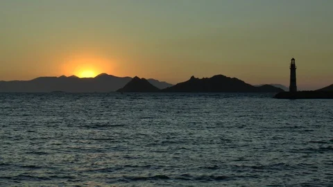 Lighthouse Sunset Video stock 125628005