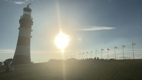 A lighthouse at sunset 库存影片 288011783