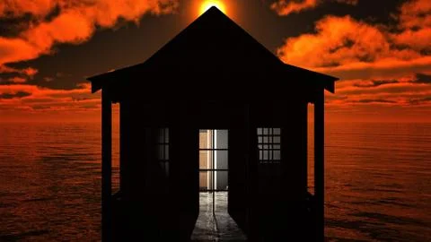 Lighthouse at sunset Stock Illustration