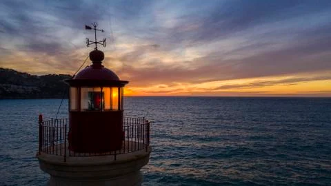Lighthouse at sunset, Majorca, Spain Stock Photos