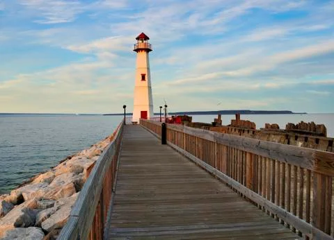 Lighthouse at sunset Stock Photos