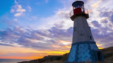 Lighthouse at Sunset timelapse Stock Footage 69864685