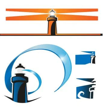 Lighthouse symbol set Stockillustratie