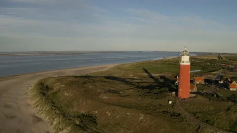Lighthouse, Texel, Eierland, De Cocksdorp, Netherlands, Summer Stock Footage 145028198