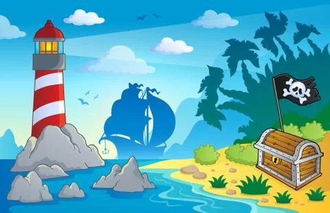 Lighthouse theme image - illustration. Illustrazione stock