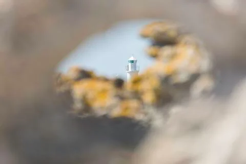 Lighthouse through While in Limestone. Stock Photos