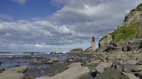 Lighthouse timelapse as a cold front moves in Stock Footage 39983705