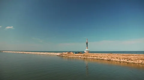 Lighthouse  on the tip Stock Footage 55626367